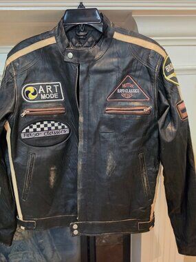 EMC 1982 mens leather Rayo Classic & motors motorcycle jacket Small Y2K